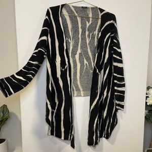 Magaschoni Cashmere Cardigan in Zebra Print with High Low Hem